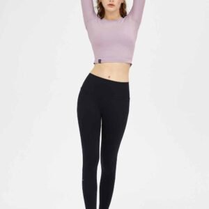 Burgundy High Waist Stretch Yoga Pants RUXI uk486